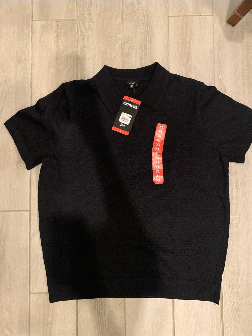 NWT Express Black Short Sleeve Knit Polo Size XL Original Price $74 50% Cotton